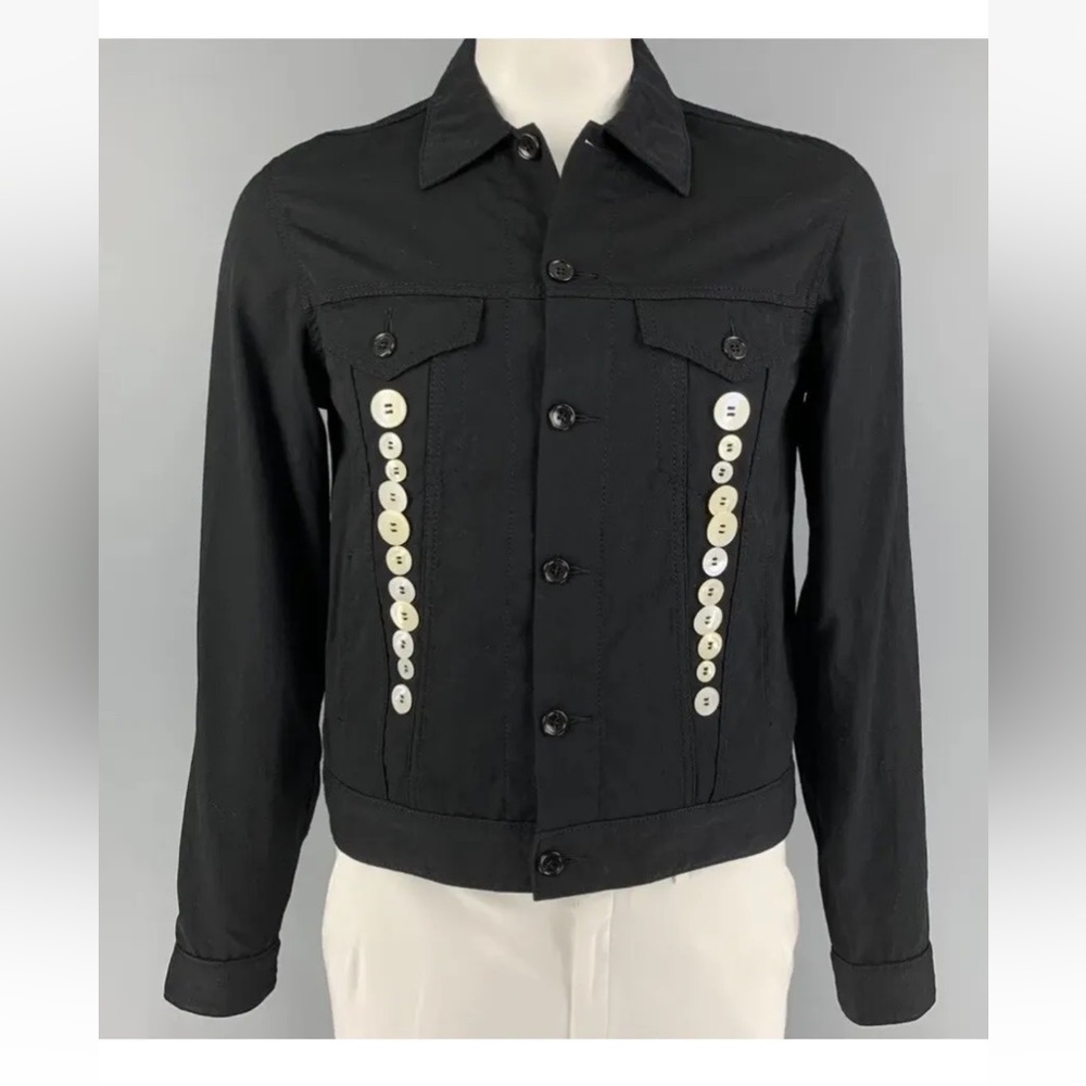 COMME des GARCONS BLACK Size L Black Embellishment Wool Trucker Jacket